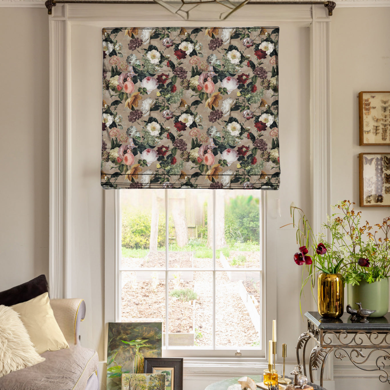 Linda Barker Florabunda Velvet Fabric Parchment