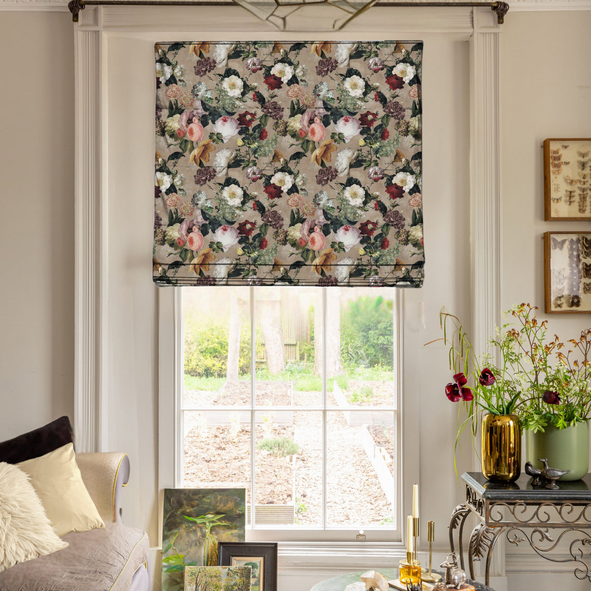 Linda Barker Florabunda Velvet Fabric Parchment