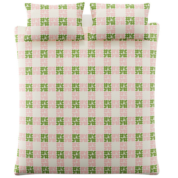 Orla Kiely Floret Check Duvet Cover Bedding Set Dill Pink