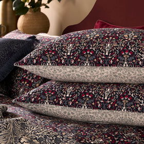 William Morris At Home Flower Pot Pillowcase Housewife Indigo Raspberry