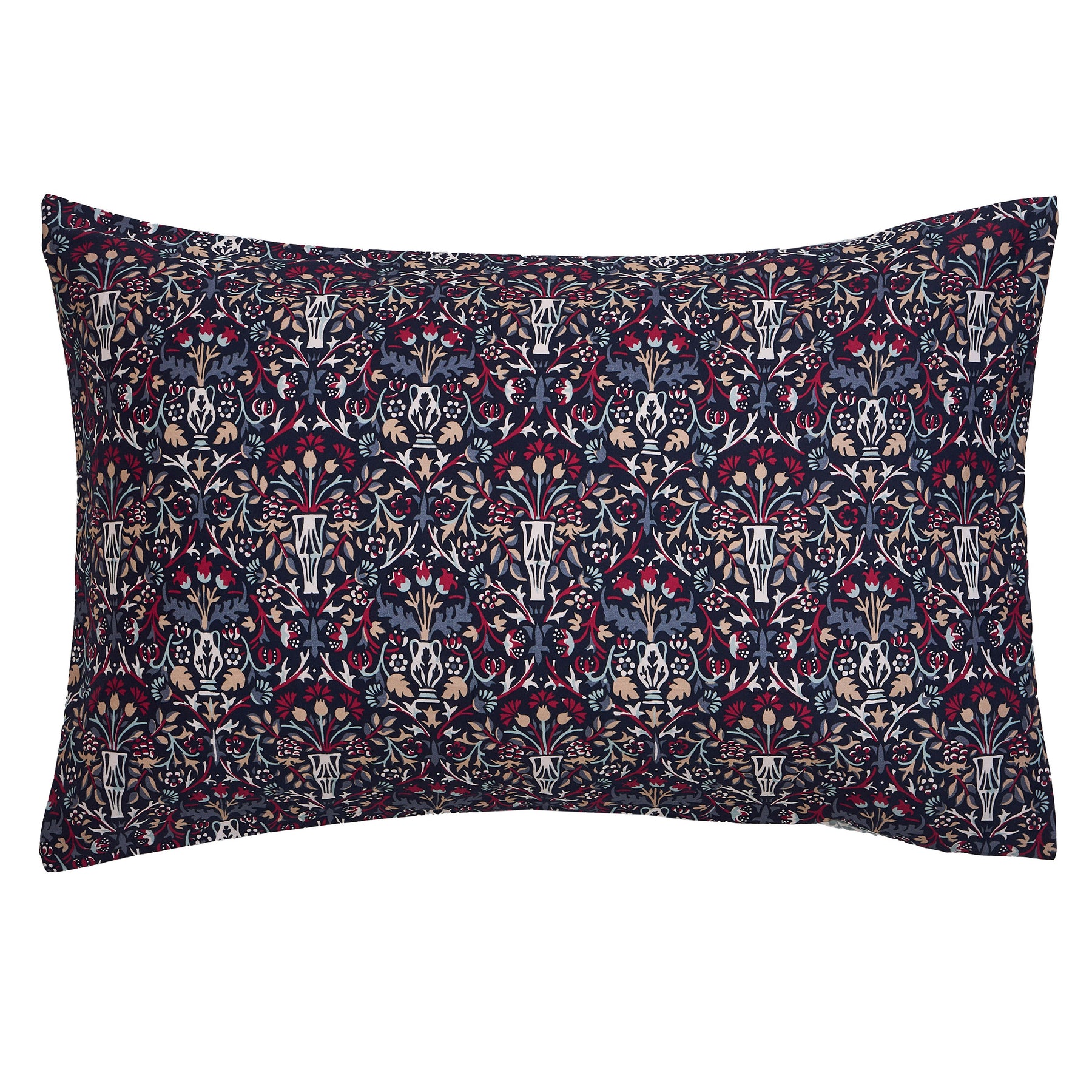 William Morris At Home Flower Pot Pillowcase Housewife Indigo Raspberry