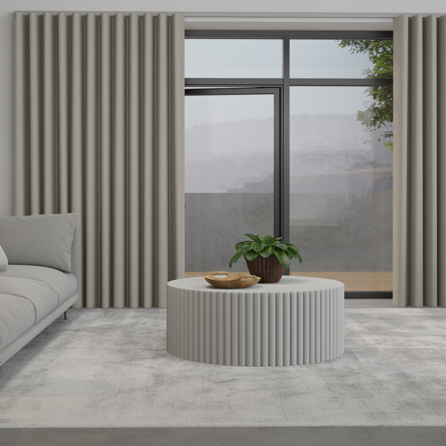 Positano Made to Measure Wave Curtain + FREE Track Oatmeal