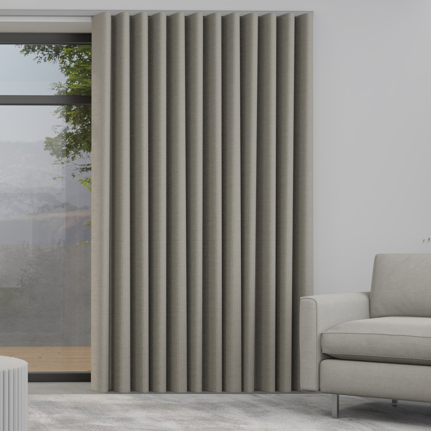 Positano Made to Measure Wave Curtain + FREE Track Oatmeal