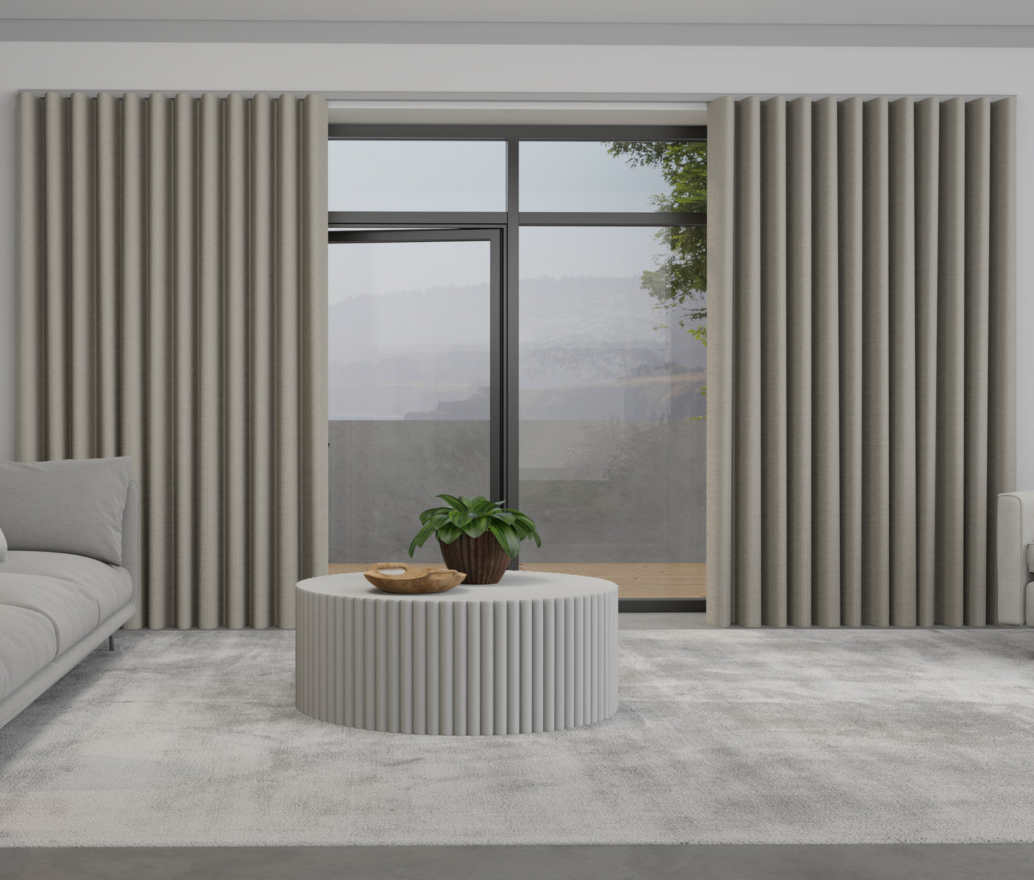 Positano Made to Measure Wave Curtain + FREE Track Oatmeal