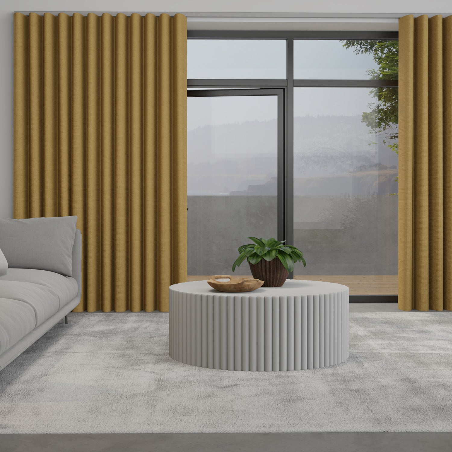 Positano Made to Measure Wave Curtain + FREE Track Saffron