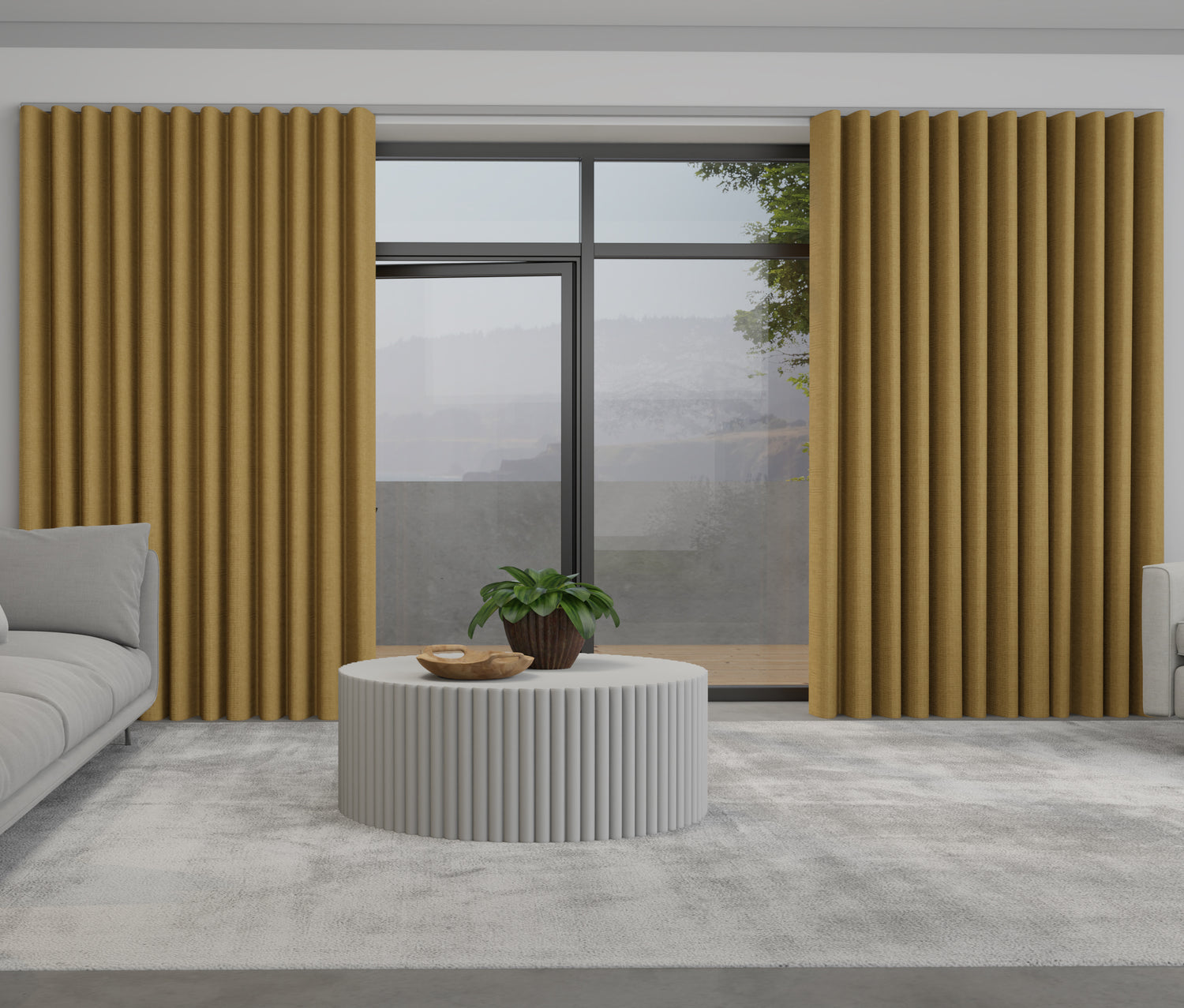Positano Made to Measure Wave Curtain + FREE Track Saffron