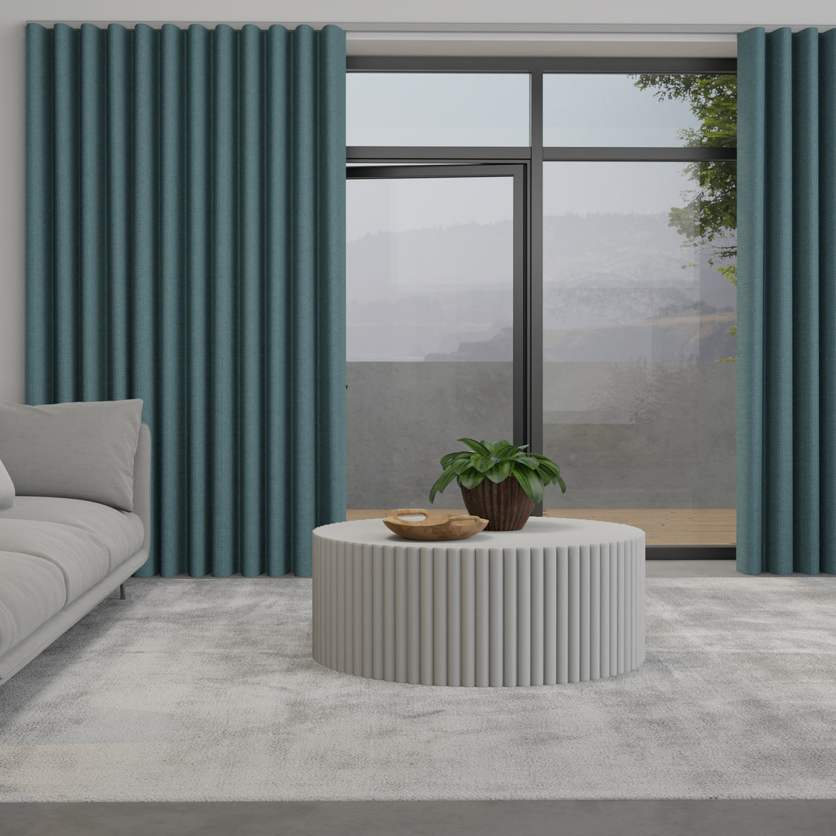 Positano Made to Measure Wave Curtain + FREE Track Teal