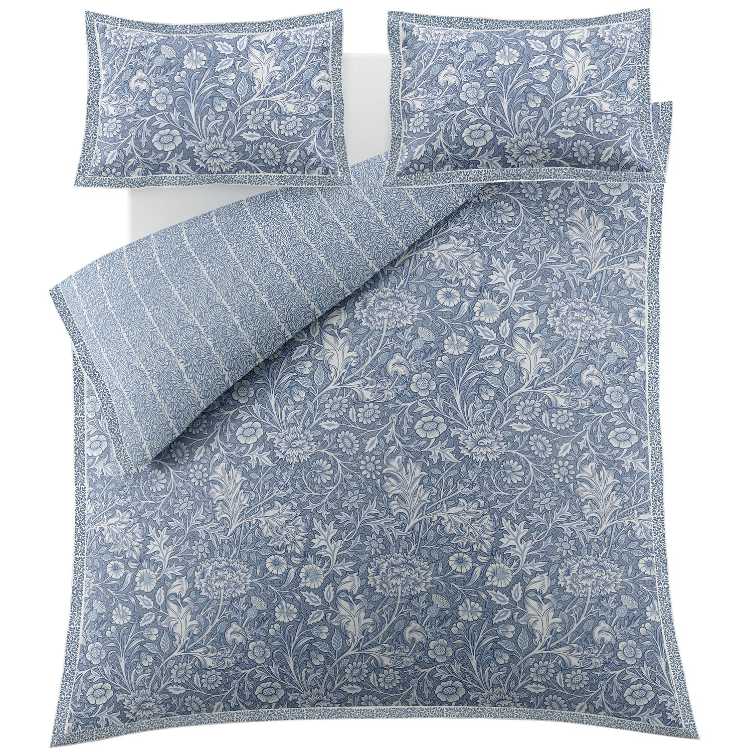 William Morris At Home Frieze Double Bough Duvet Cover Bedding Set Porcelain Blue