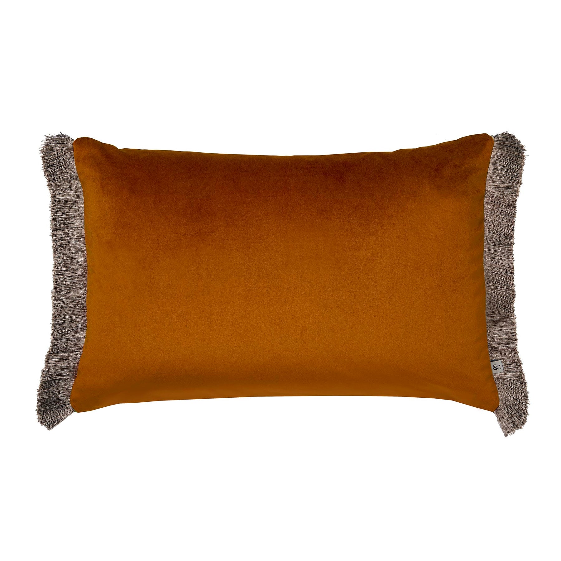 Graham And Brown Fringe Opulence 40cm x 60cm Feather Filled Cushion Burnt Orange