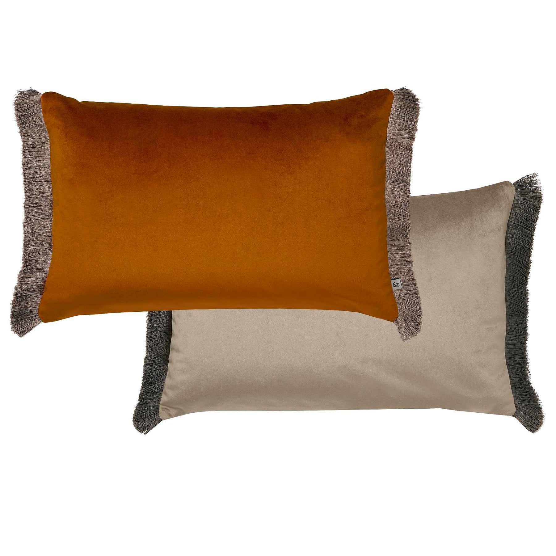 Graham And Brown Fringe Opulence 40cm x 60cm Feather Filled Cushion Burnt Orange