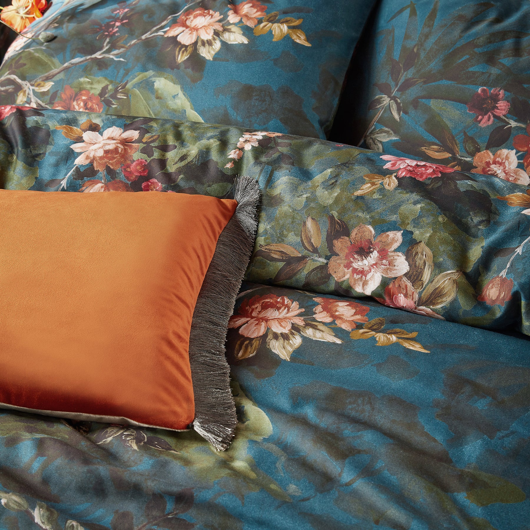 Graham And Brown Fringe Opulence 40cm x 60cm Feather Filled Cushion Burnt Orange