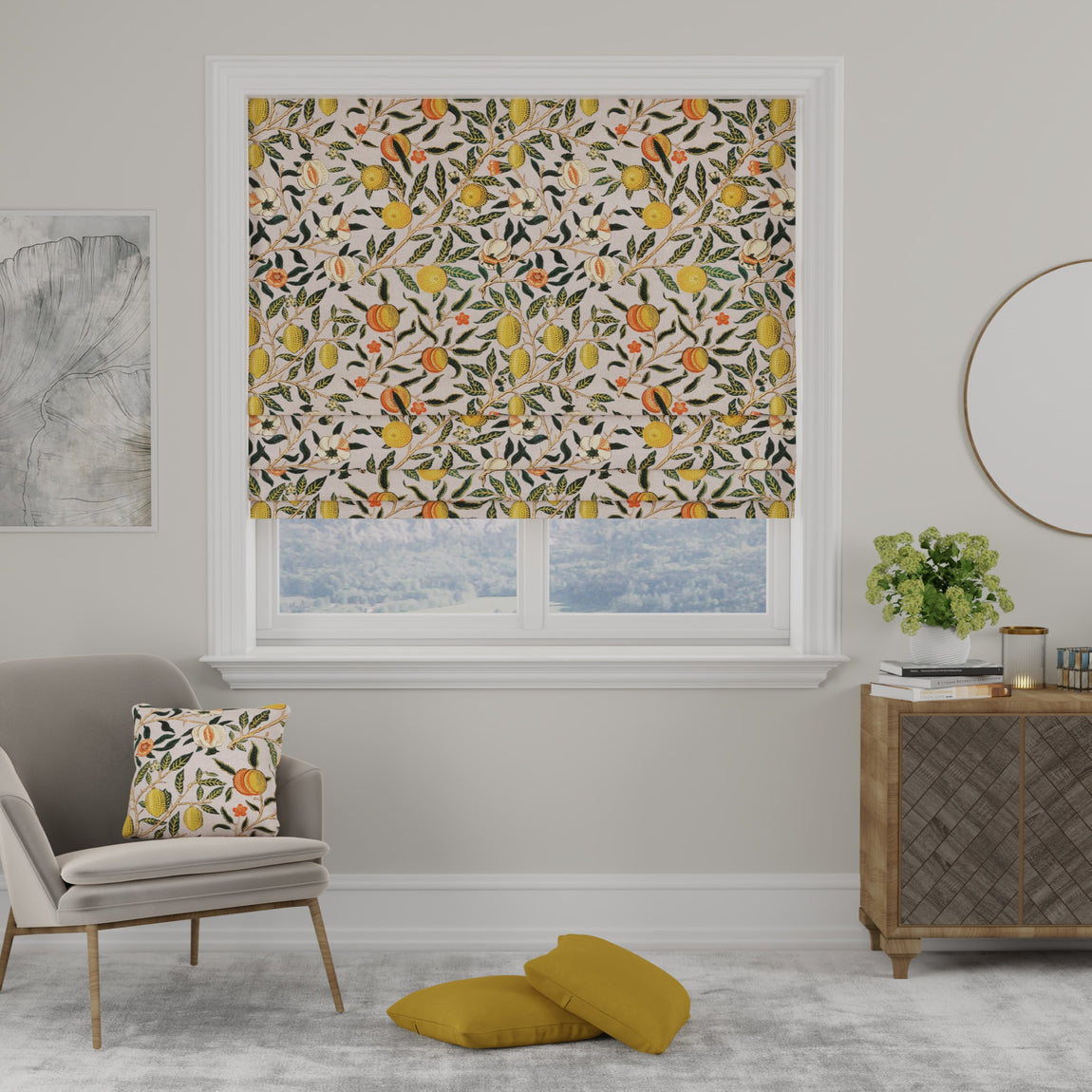 William Morris Fruit Made to Measure Roman Blind Orange