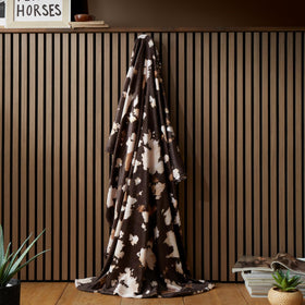 Fusion Cow Print Fleece 120cm x 150cm Throw Chocolate
