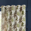 Galapagos Jacquard Ready Made Eyelet Curtains Green