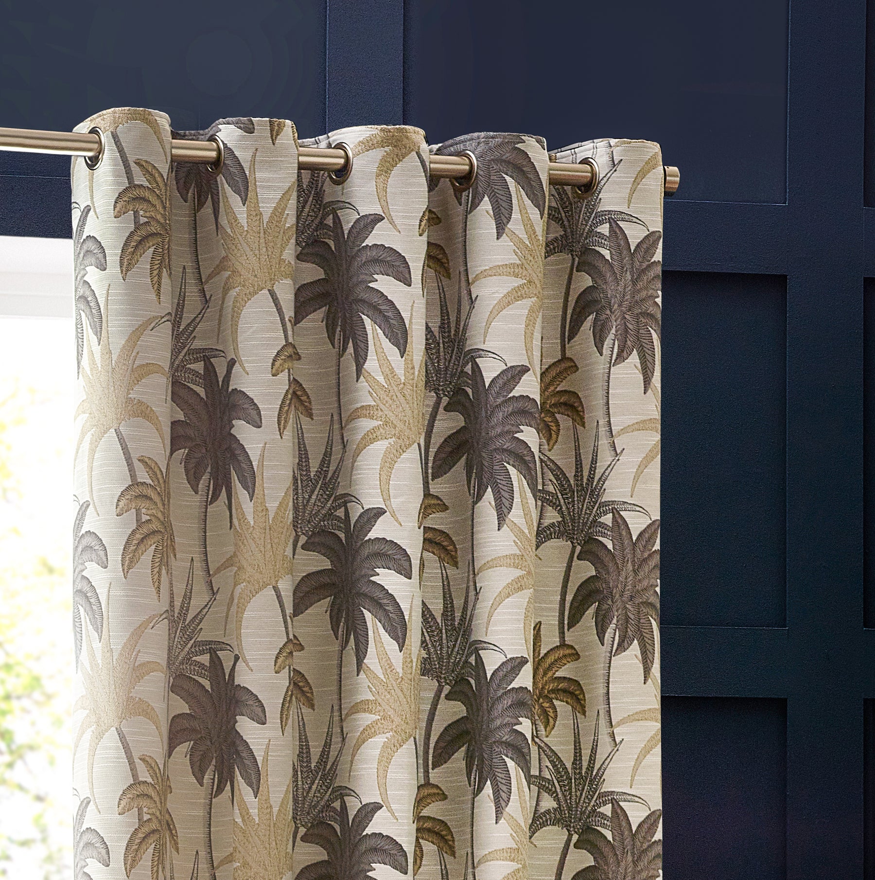 Galapagos Jacquard Ready Made Eyelet Curtains Natural