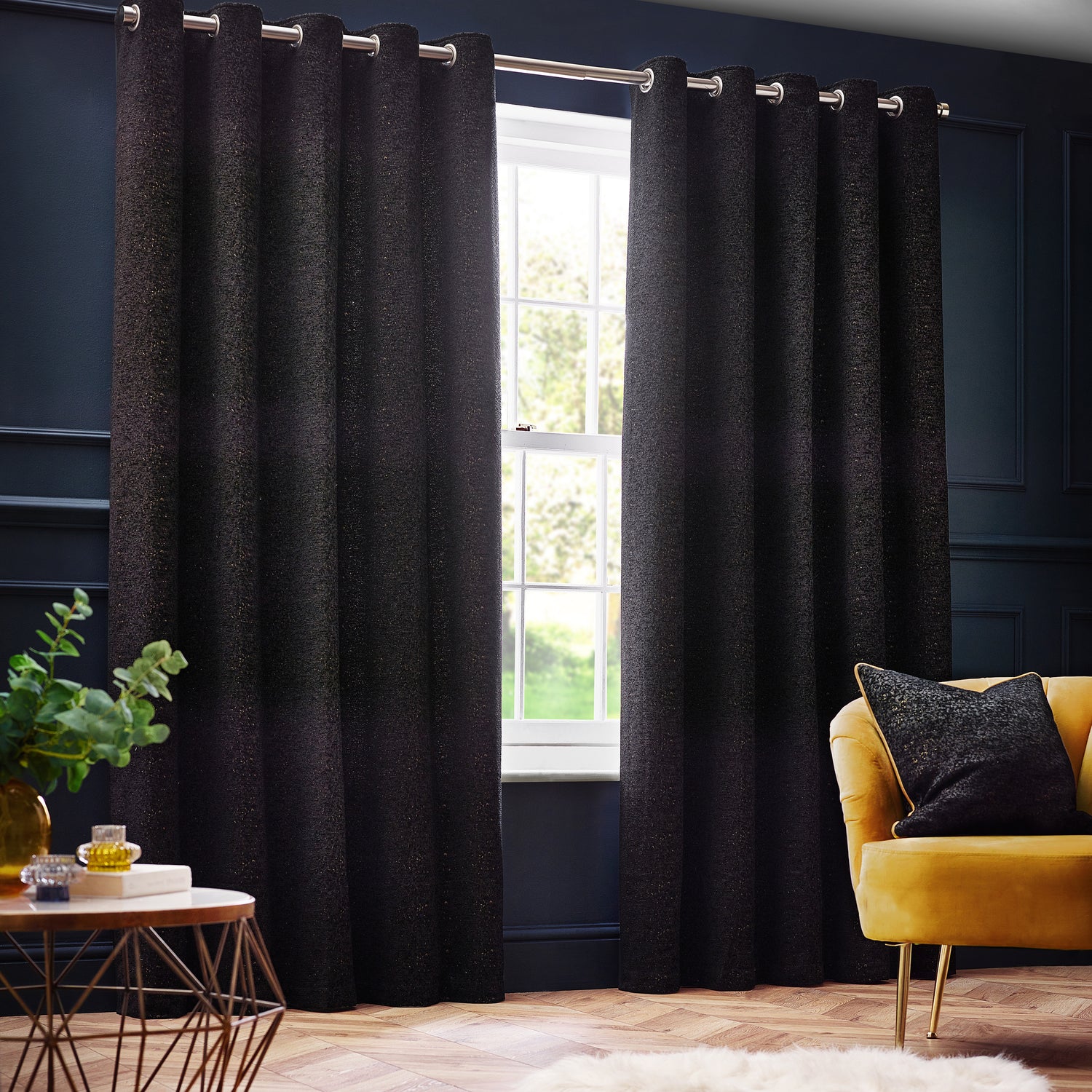 Paoletti Galaxy Chenille Piped Filled Cushion 50cm x 50cm Black