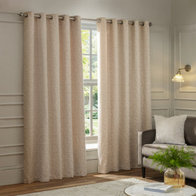 Paoletti Galaxy Chenille Ready Made Eyelet Blockout Curtains Blush