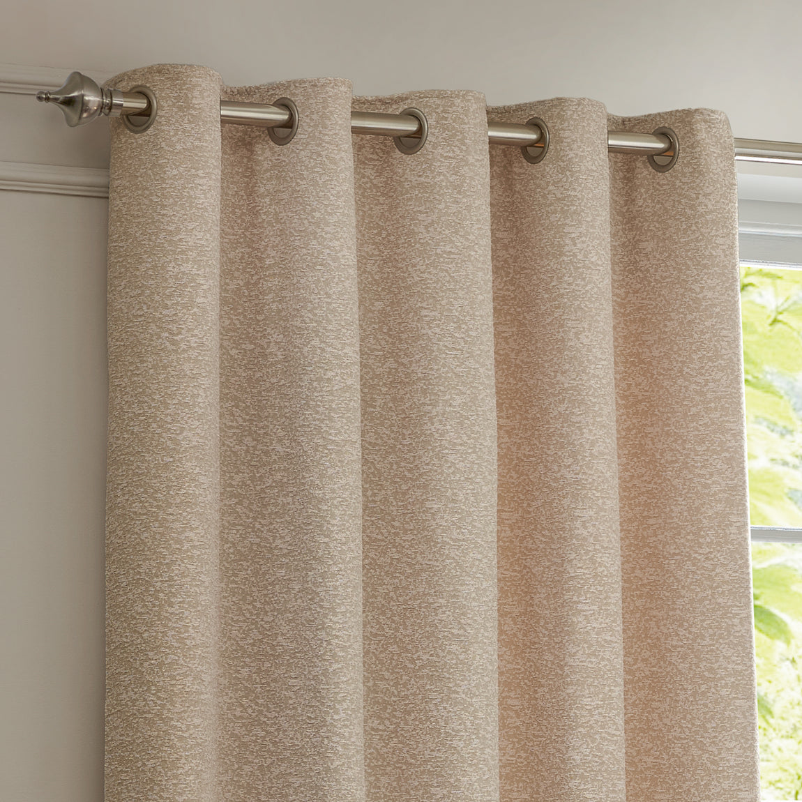 Paoletti Galaxy Chenille Ready Made Eyelet Blockout Curtains Blush