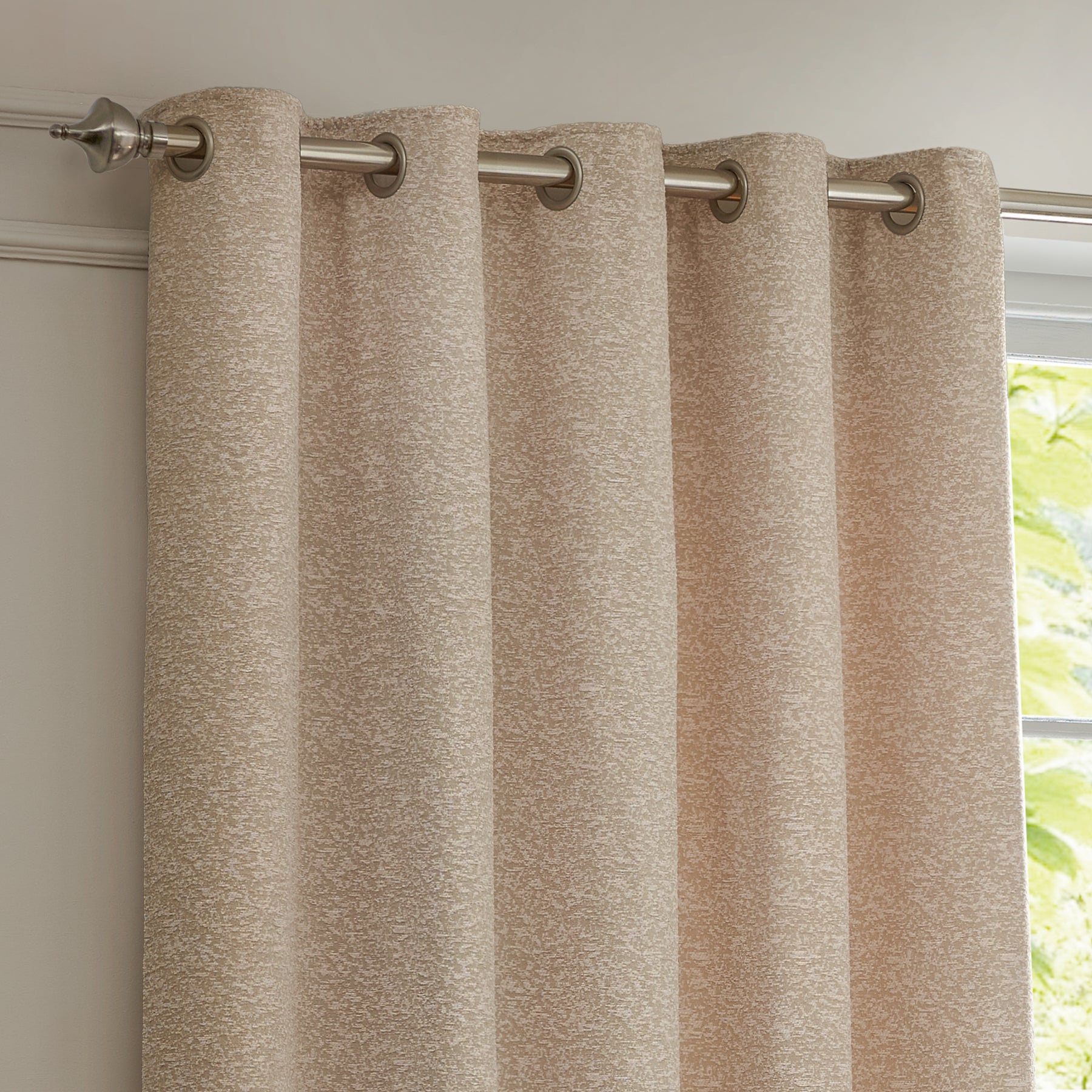 Paoletti Galaxy Chenille Ready Made Eyelet Blockout Curtains Blush