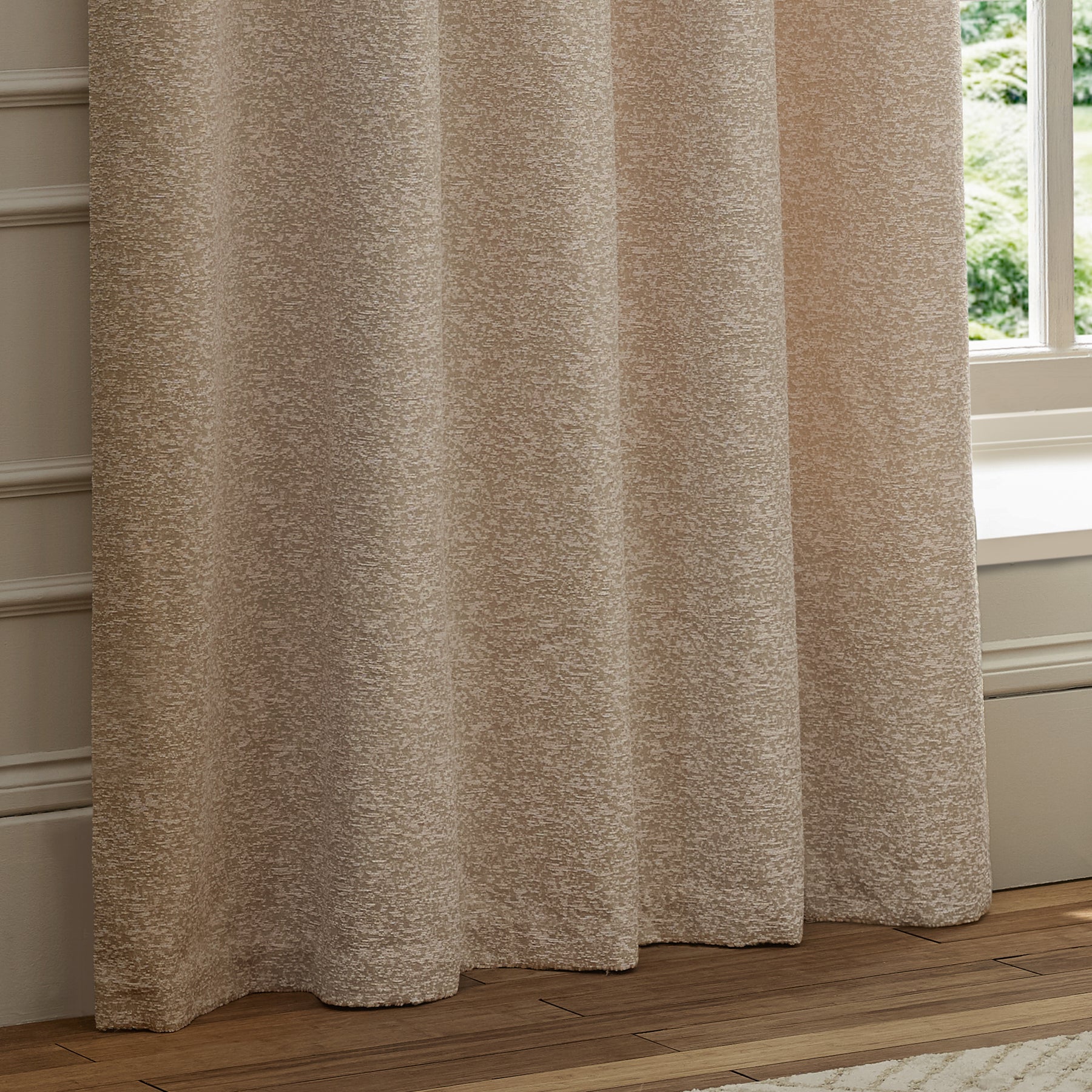 Paoletti Galaxy Chenille Ready Made Eyelet Blockout Curtains Blush