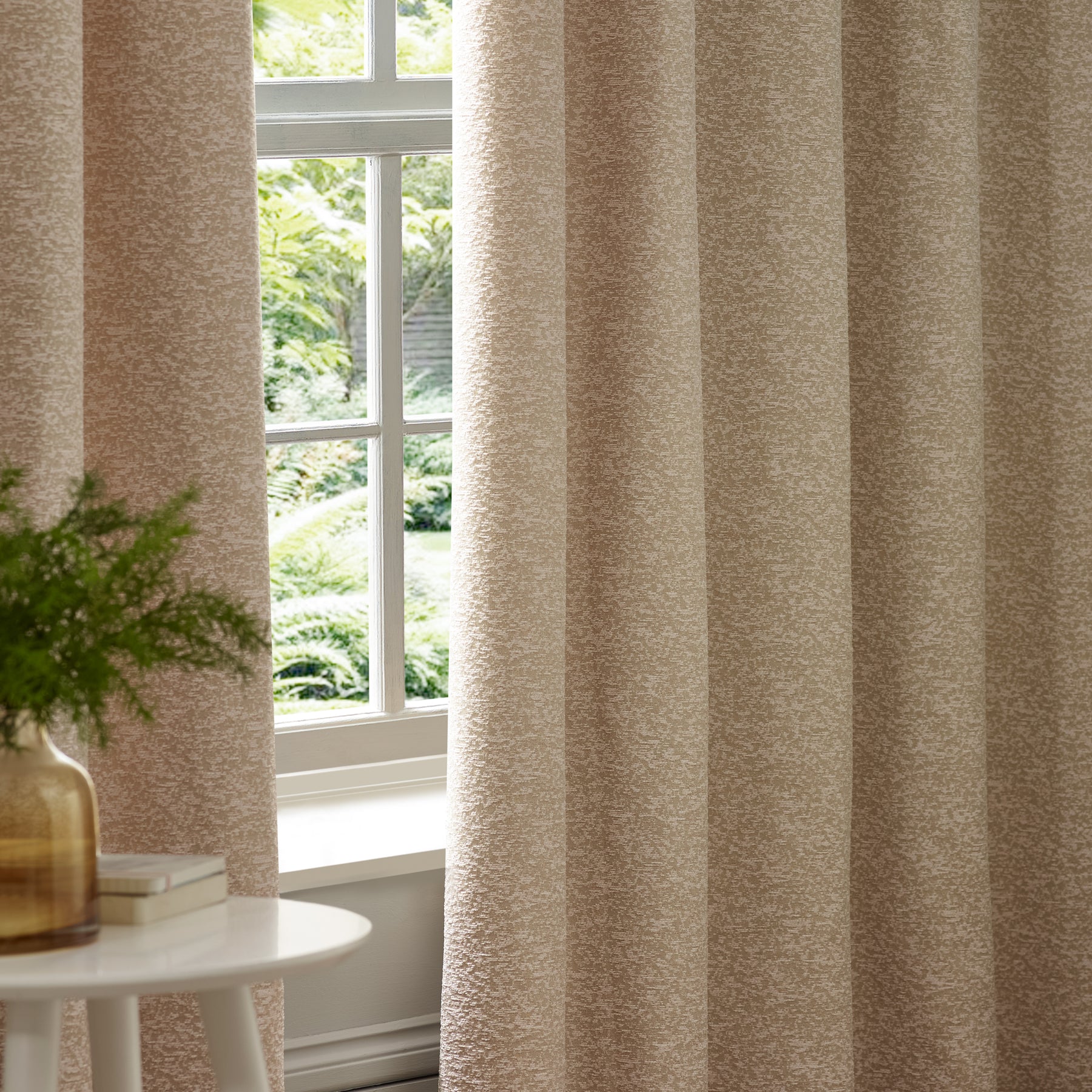 Paoletti Galaxy Chenille Ready Made Eyelet Blockout Curtains Blush