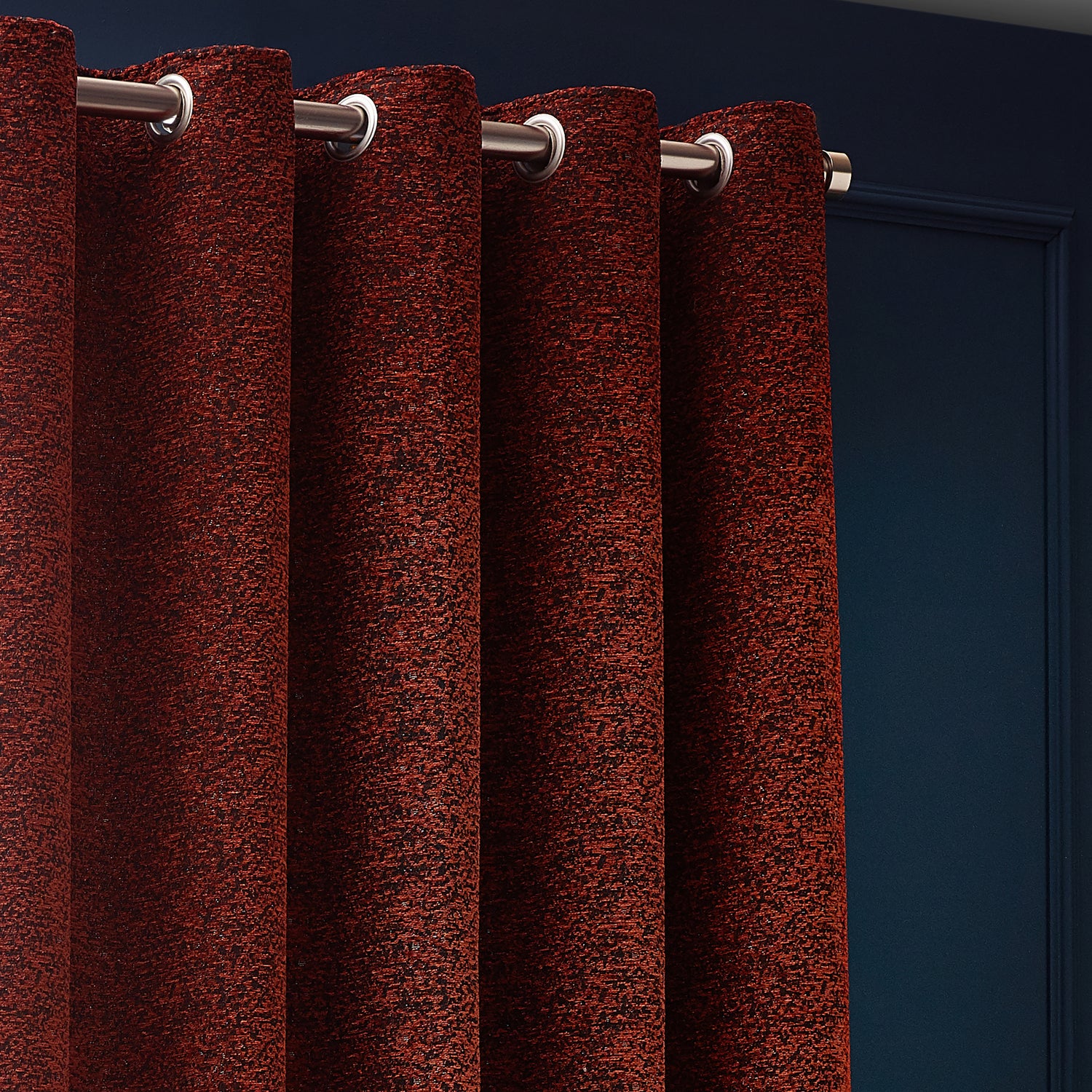 Paoletti Galaxy Chenille Ready Made Eyelet Curtains Copper