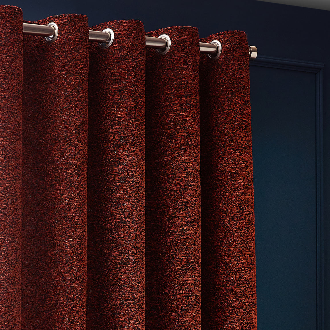 Paoletti Galaxy Chenille Ready Made Eyelet Curtains Copper