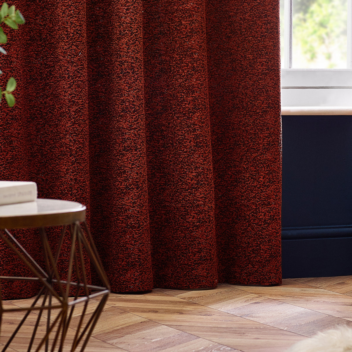 Paoletti Galaxy Chenille Ready Made Eyelet Curtains Copper