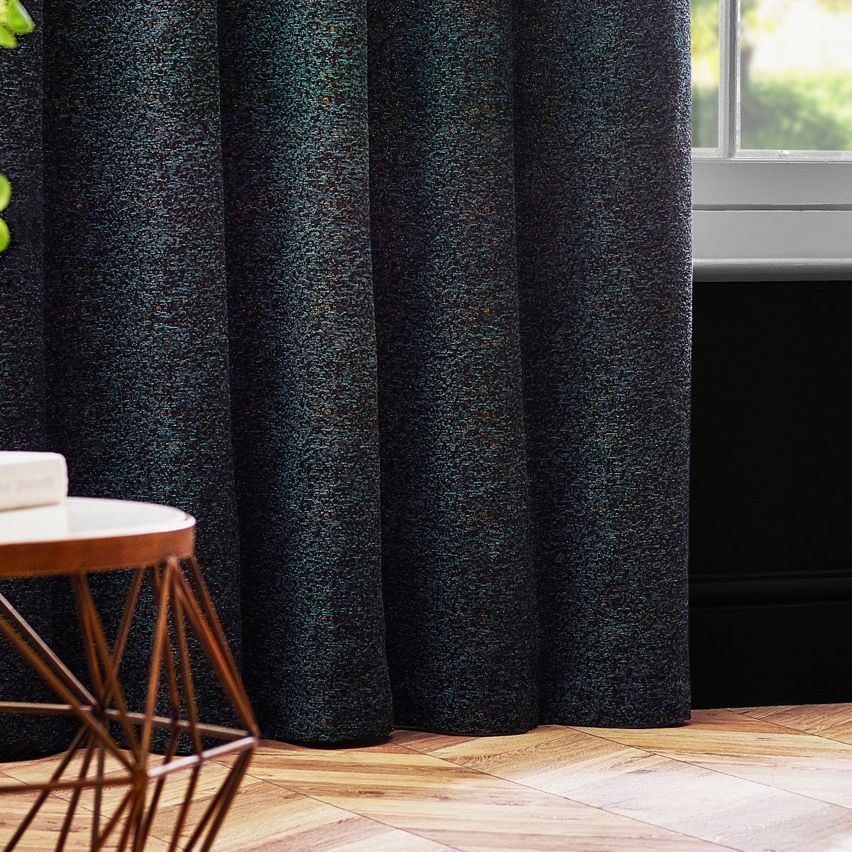 Paoletti Galaxy Chenille Ready Made Eyelet Curtains Emerald