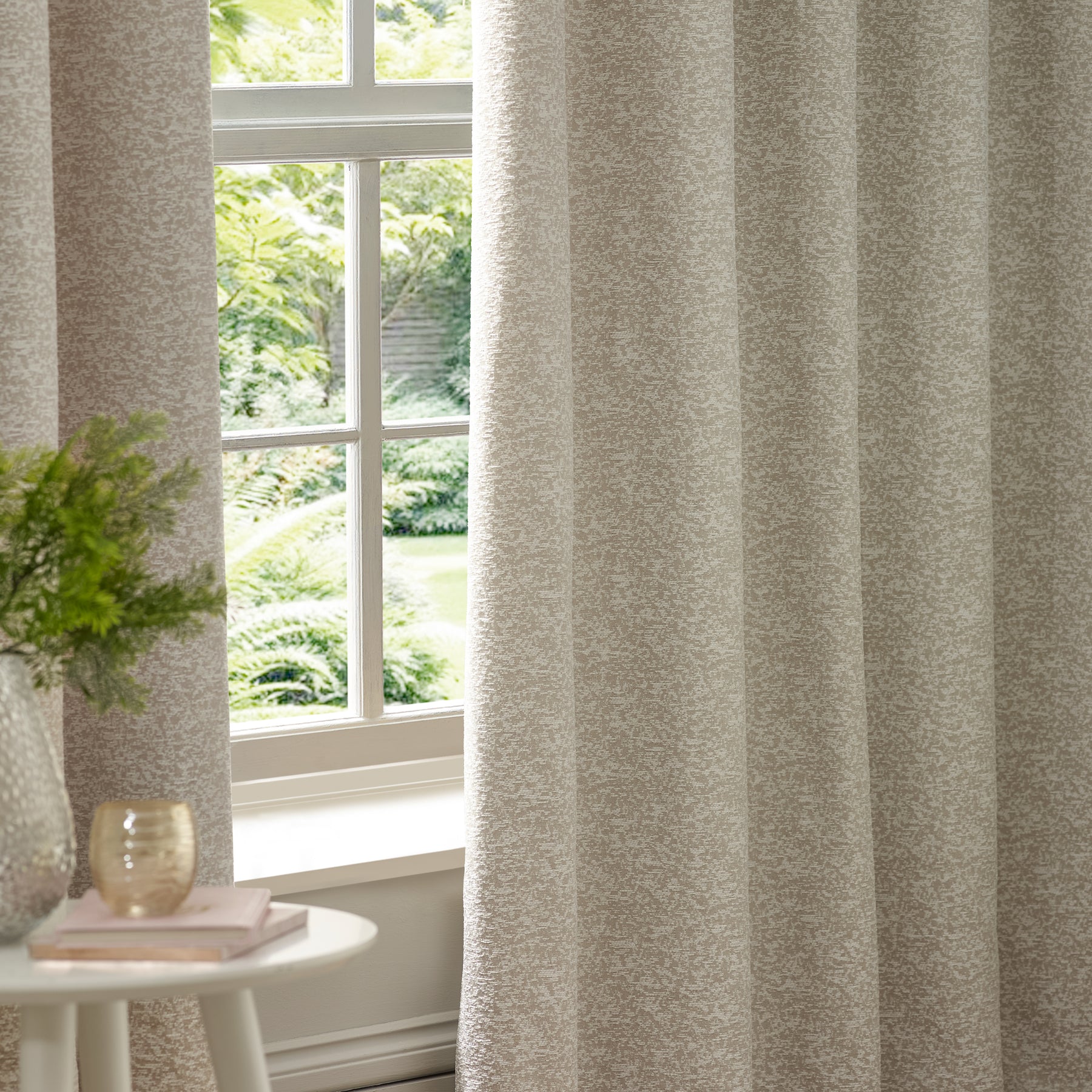 Paoletti Galaxy Chenille Ready Made Eyelet Blockout Curtains Ivory