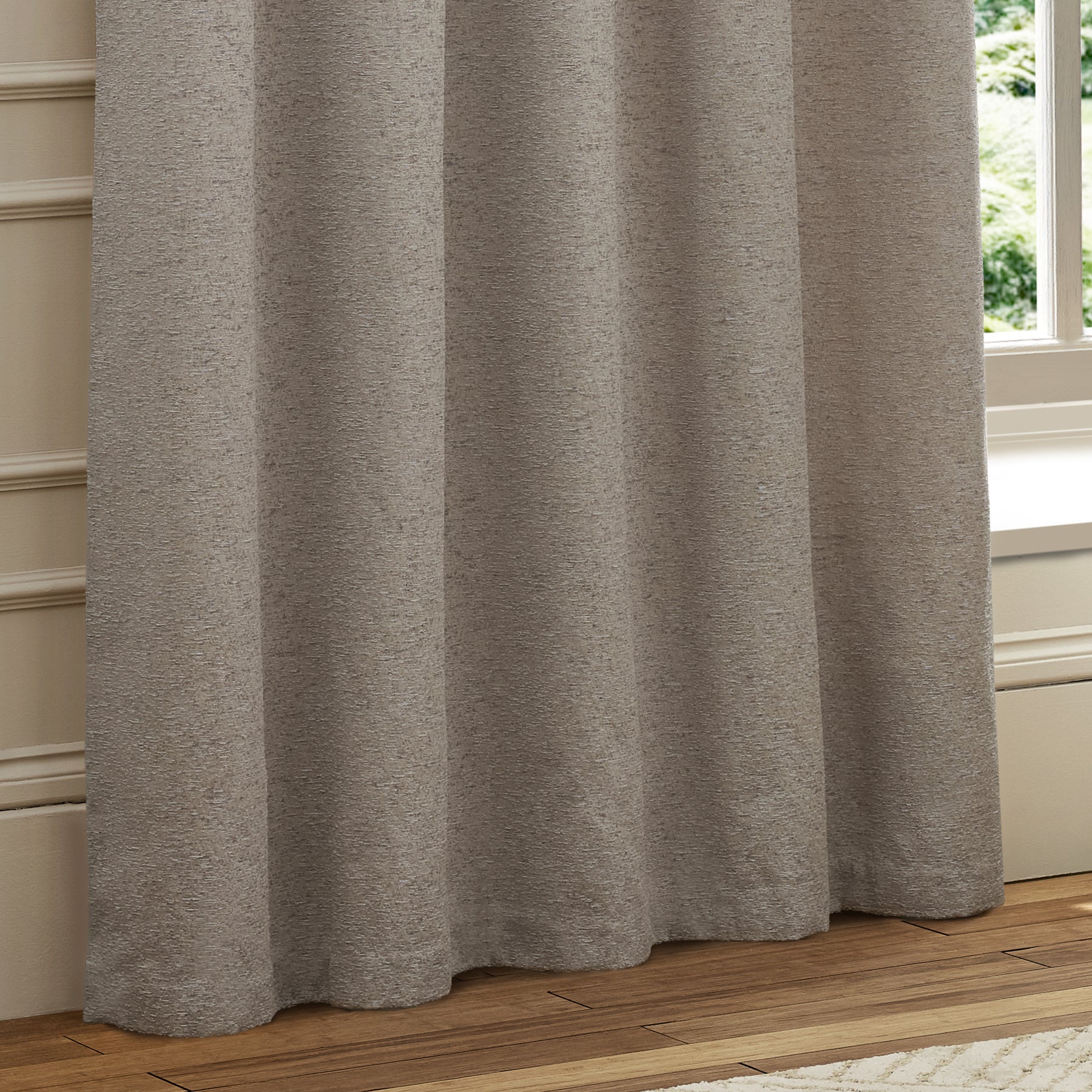 Paoletti Galaxy Chenille Ready Made Eyelet Blockout Curtains Silver