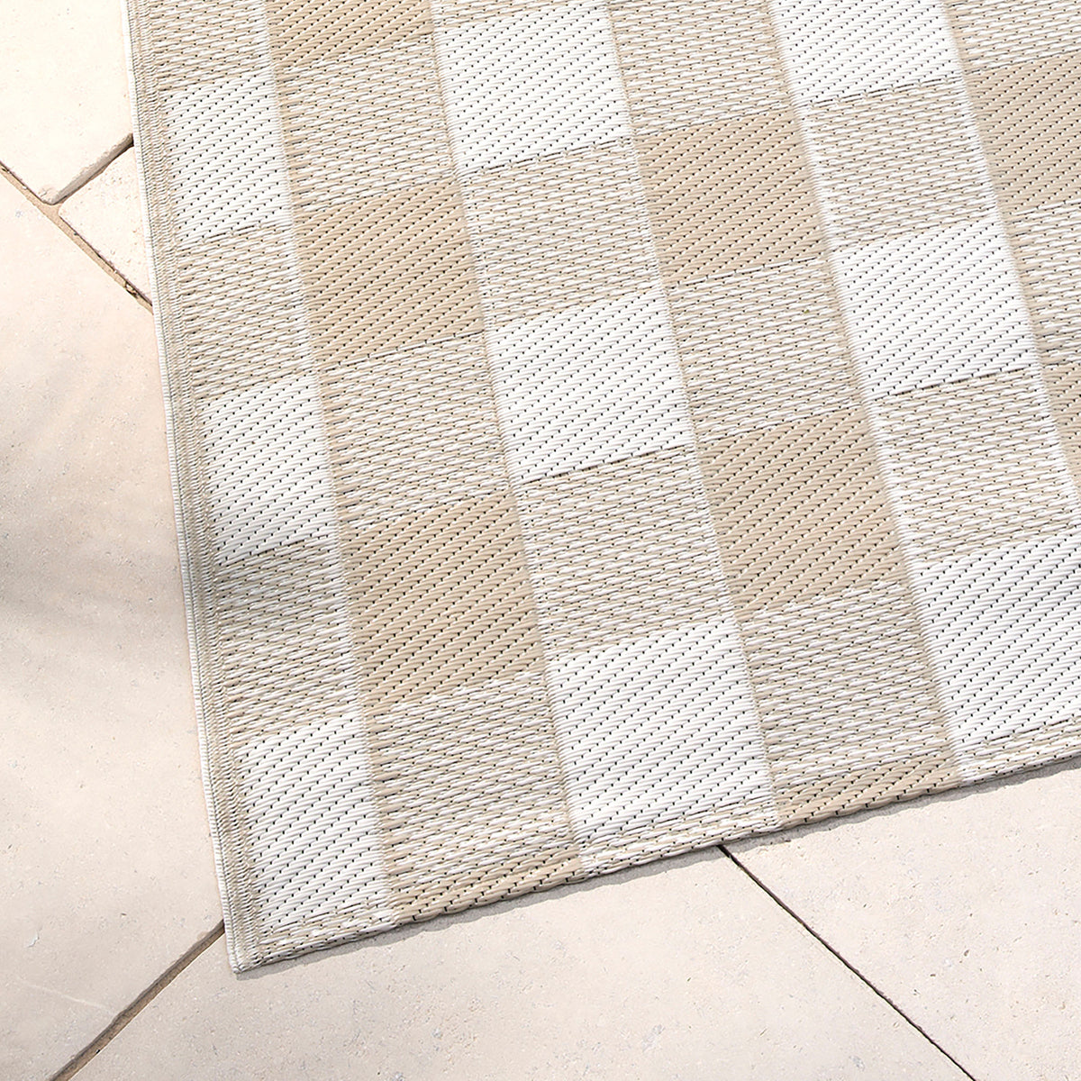 Dreams & Drapes Gingham Outdoor Rug 120cm x 170cm Natural