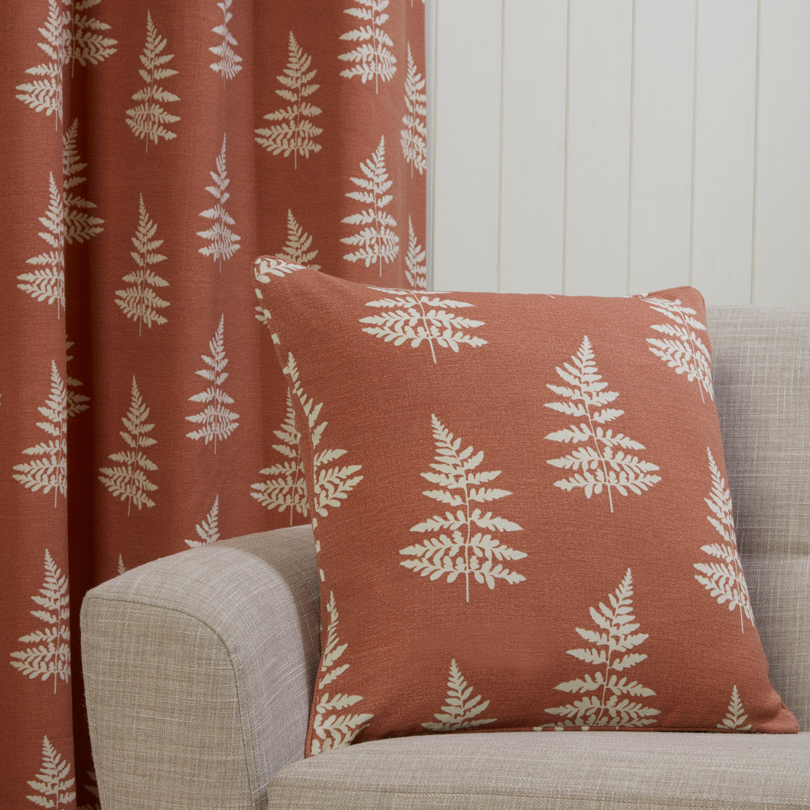 Esher Ready Made Eyelet Curtains Terracotta