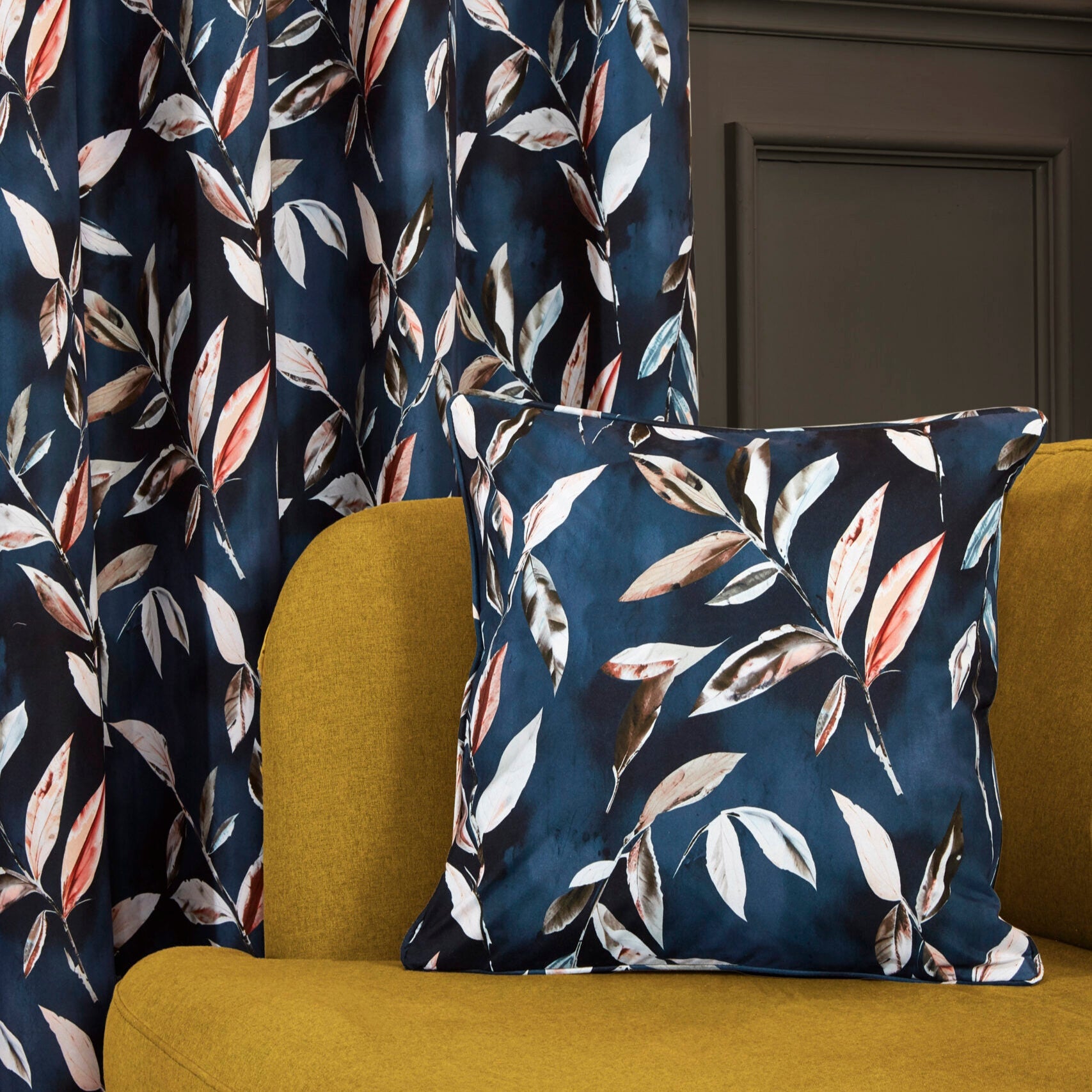 Madrid Ready Made Eyelet Blackout Curtains Navy