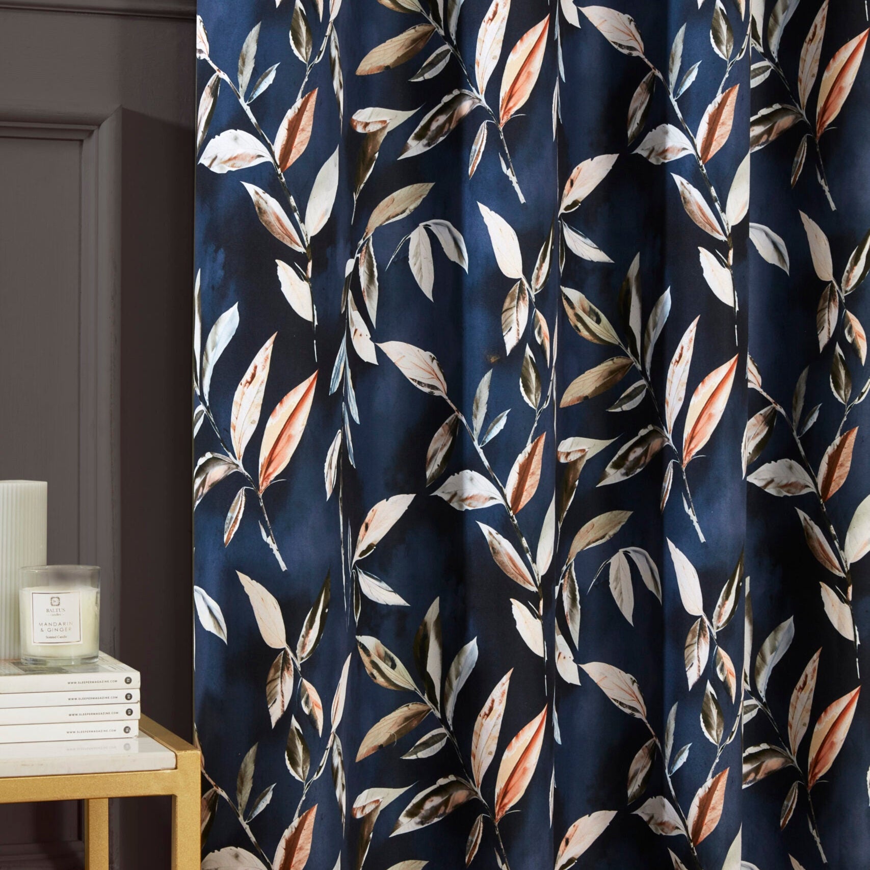 Madrid Ready Made Eyelet Blackout Curtains Navy