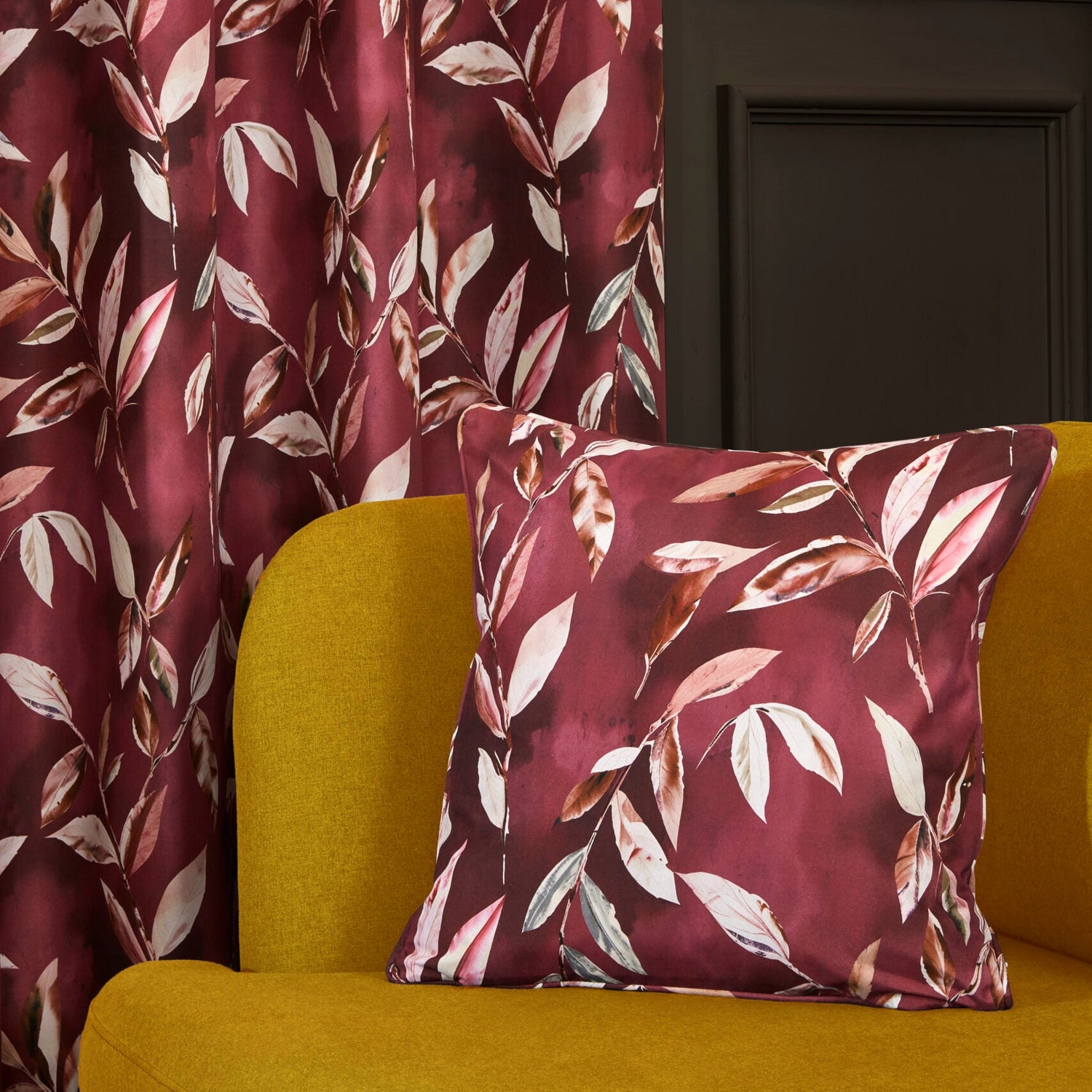 Madrid Ready Made Eyelet Blackout Curtains Wine