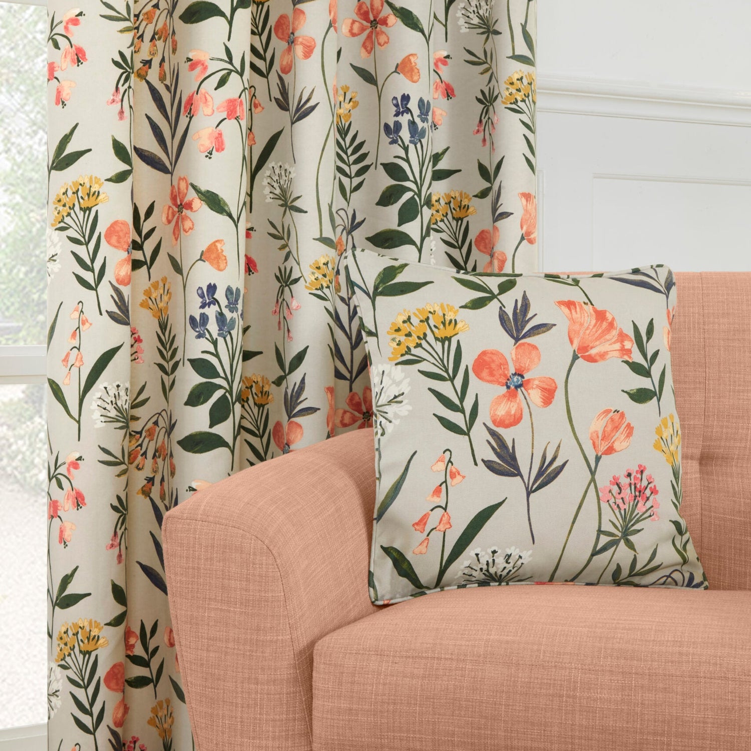 Sundour Meadow Ready Made Pencil Pleat Curtains Multi