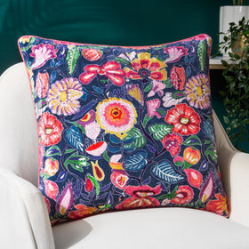 Glorine Velvet Piped Filled Cushion 50cm x 50cm Multi