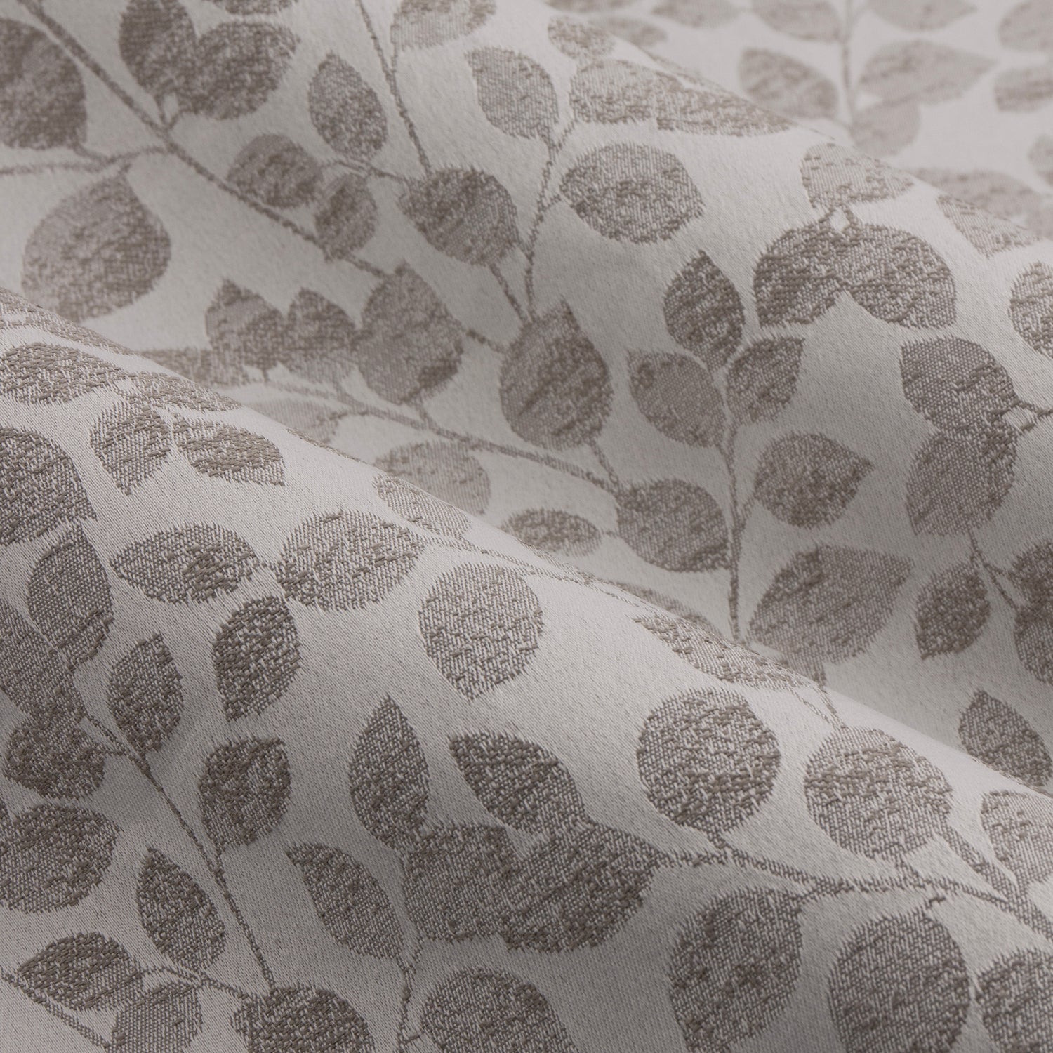 Wylder Grace Leaf Jacquard Ready Made Pencil Pleat Curtains Mist Grey