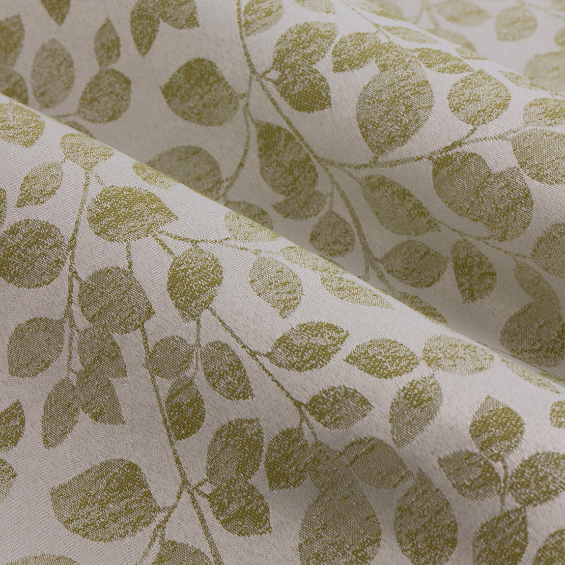 Wylder Grace Leaf Jacquard Ready Made Pencil Pleat Curtains Sage