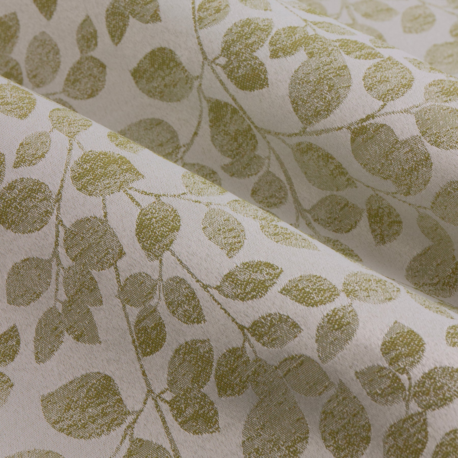 Wylder Grace Leaf Jacquard Ready Made Pencil Pleat Curtains Sage