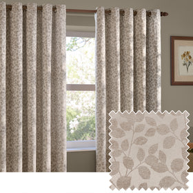 Wylder Grace Leaf Jacquard Ready Made Eyelet Curtains Natural