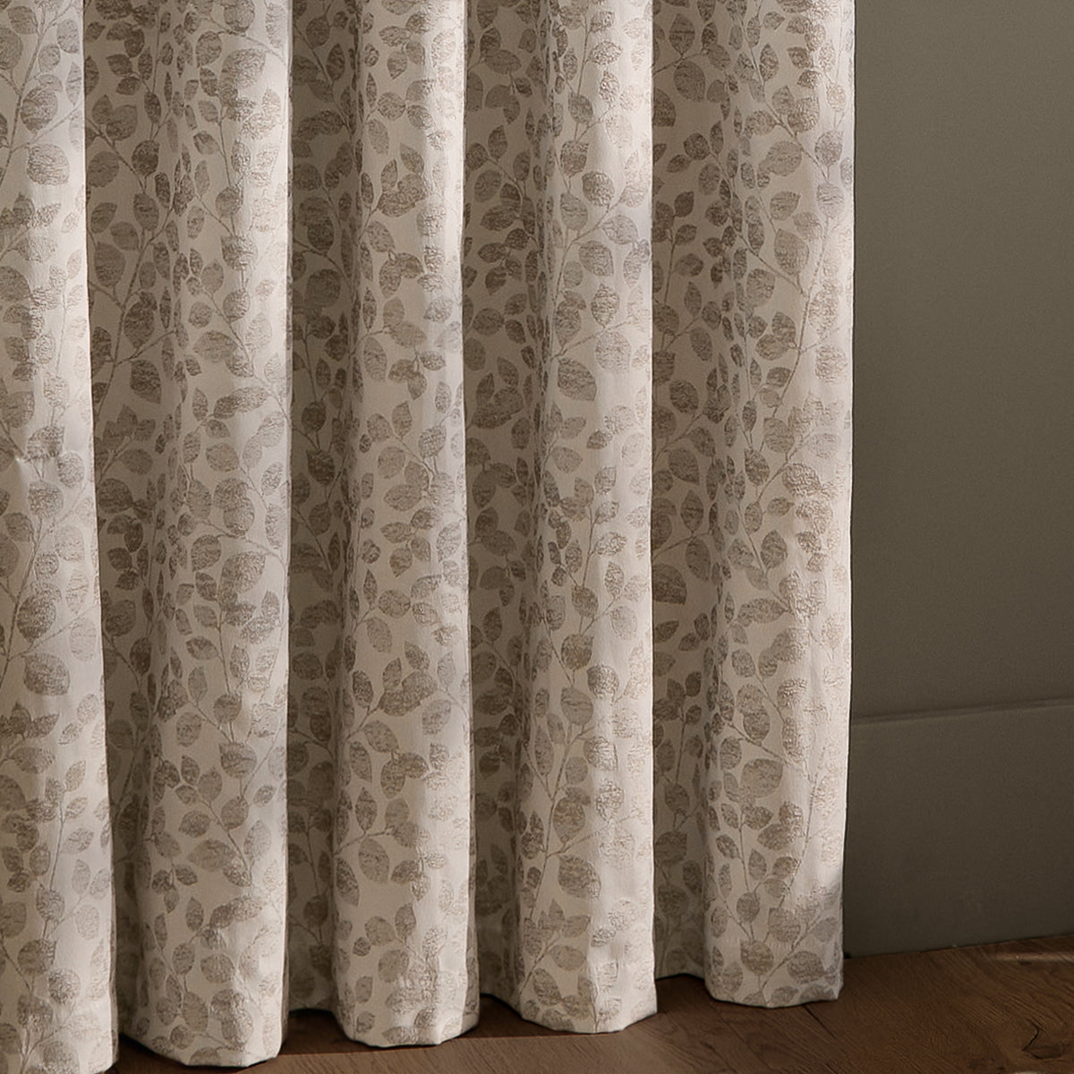 Wylder Grace Leaf Jacquard Ready Made Eyelet Curtains Natural
