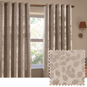 Wylder Grace Leaf Jacquard Ready Made Eyelet Curtains Taupe