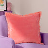 Furn. Gracie Velvet Fringed 45cm x 45cm Filled Cushion Coral