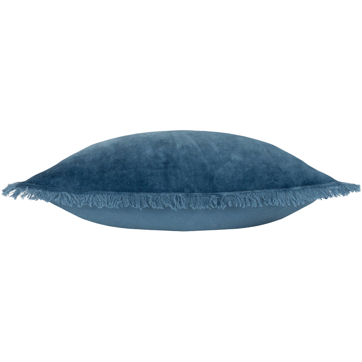 Furn. Gracie Velvet Fringed 45cm x 45cm Filled Cushion Ink Blue