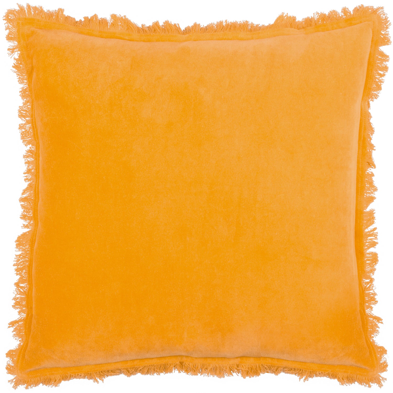 Furn. Gracie Velvet Fringed 45cm x 45cm Filled Cushion Mustard