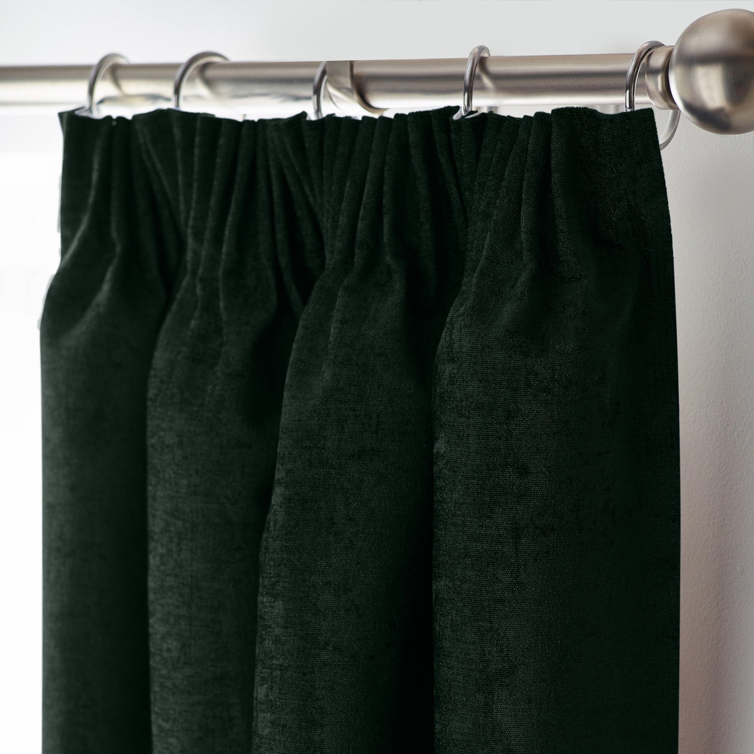 Chenille Triple Woven Ready Made Blackout Curtains Green