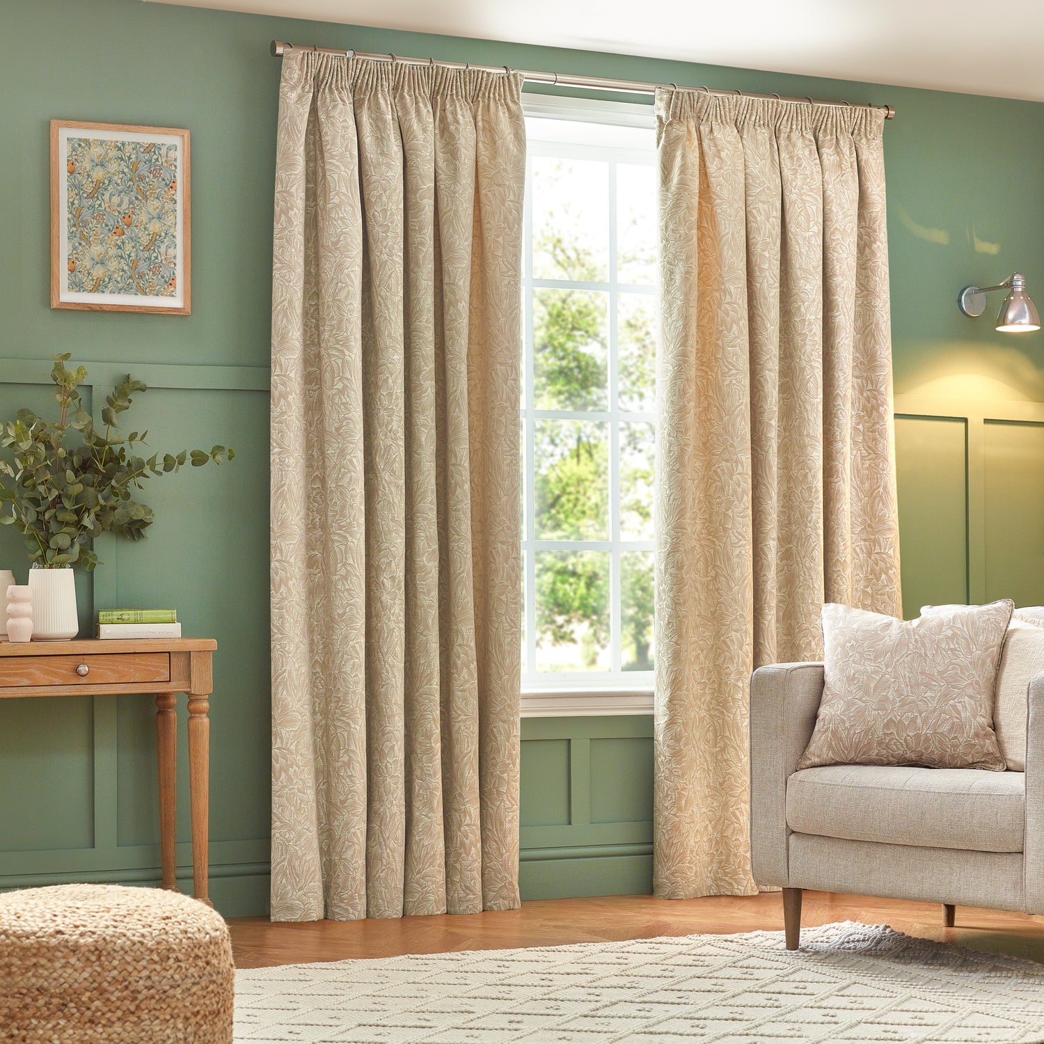 Grantley Jacquard Piped Filled Cushion 50cm x 50cm Natural