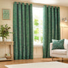 Grantley Jacquard Ready Made Eyelet Curtains Emerald